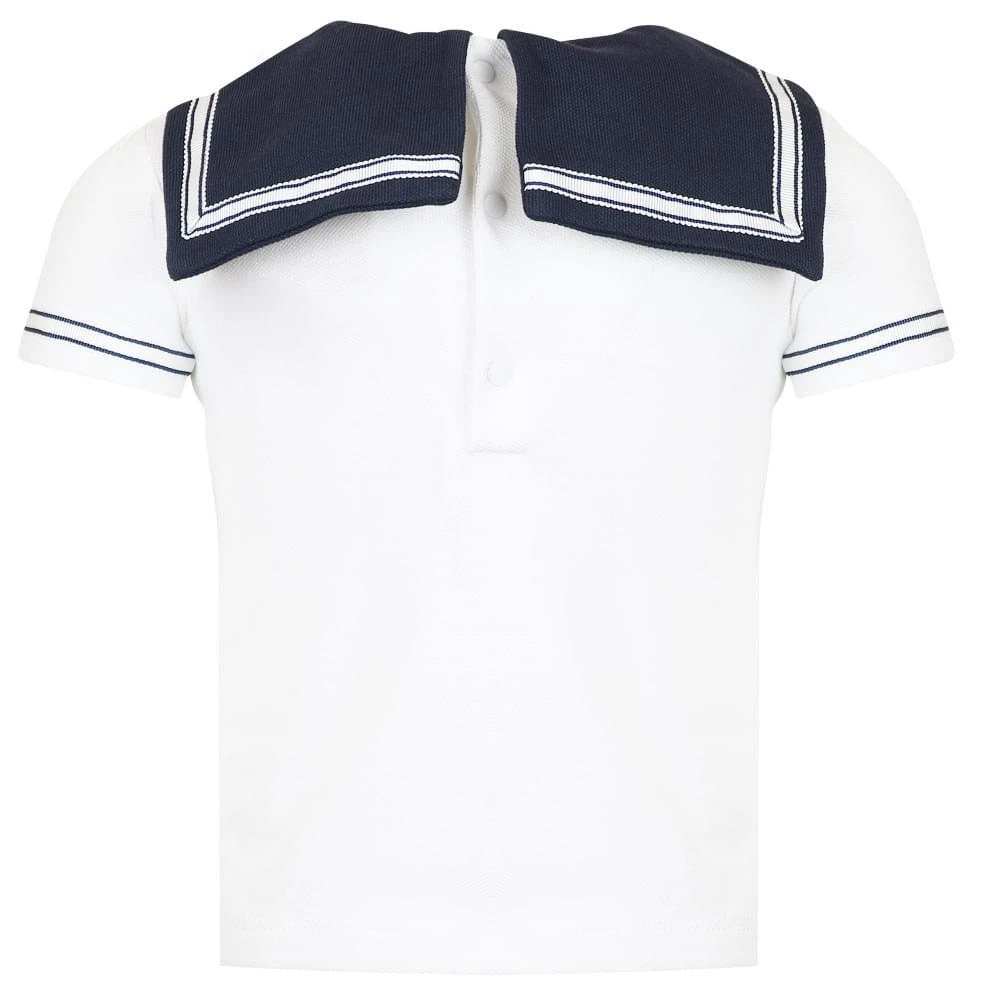 商品Patachou|White & Navy T Shirt & Shorts Sailor Set,价格¥159,第4张图片详细描述