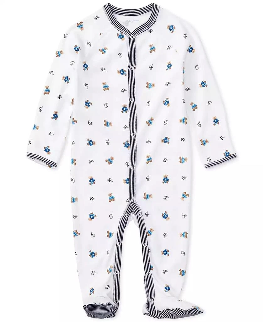 商品Ralph Lauren|男婴小熊印花按扣连体衣,价格¥297,第1张图片