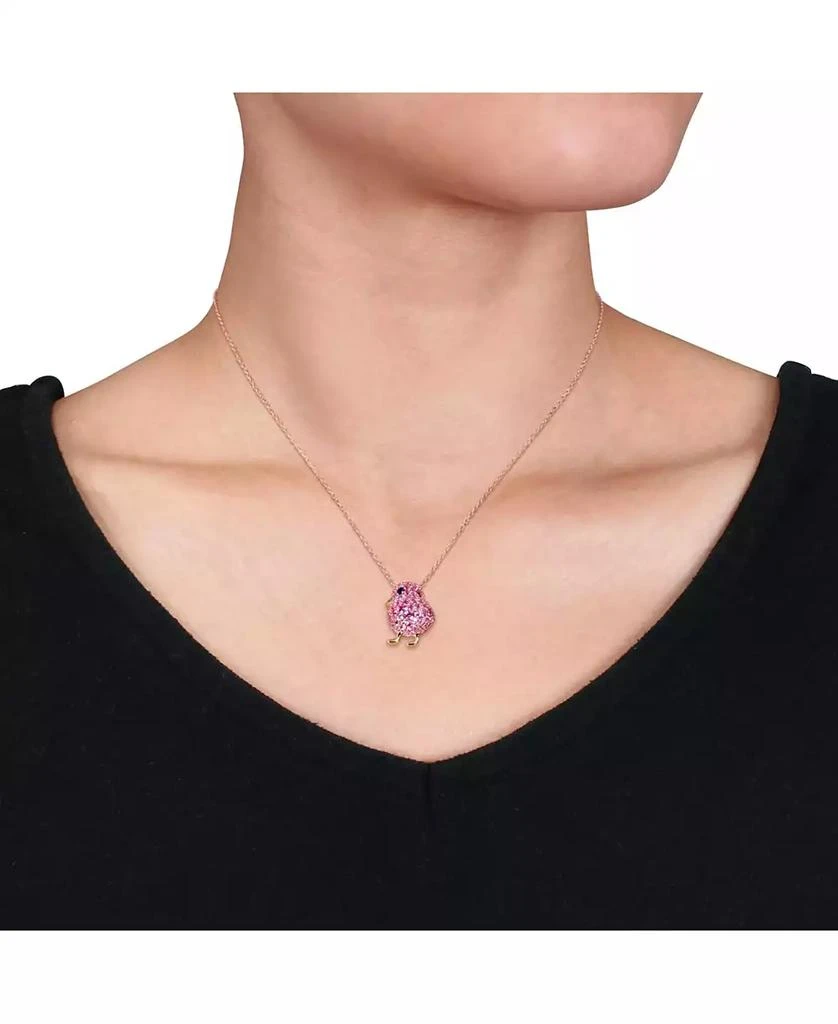 商品Macy's|Lab Grown Blue and Pink Sapphire (2 3/8 ct. t.w.) Chick Bird Necklace in 18k Two-Tone Over Sterling Silver,价格¥655,第2张图片详细描述