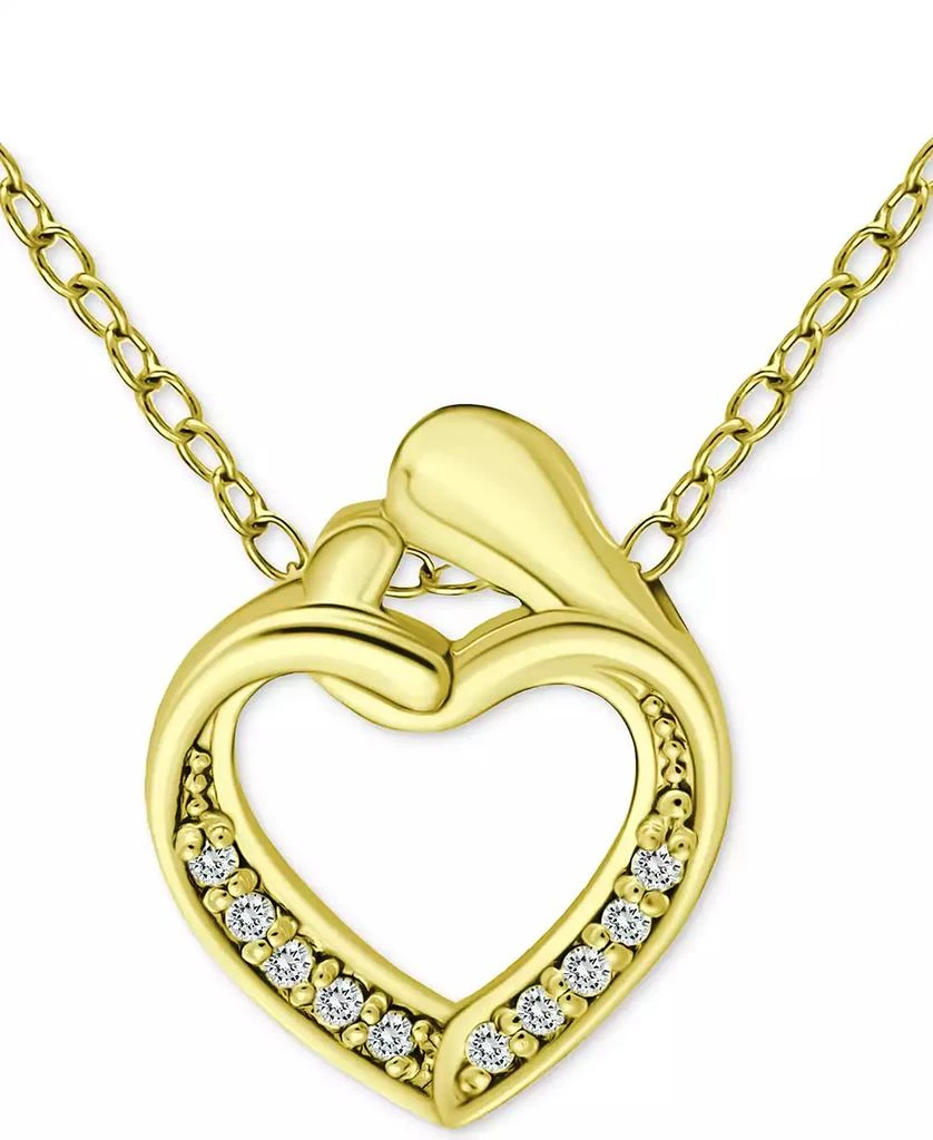 商品Giani Bernini|Cubic Zirconia "Mother & Child" Heart Pendant Necklace in 18k Gold-Plated Sterling Silver and Sterling Silver, 16" + 2" extender, Created for Macy's,价格¥236,第2张图片详细描述