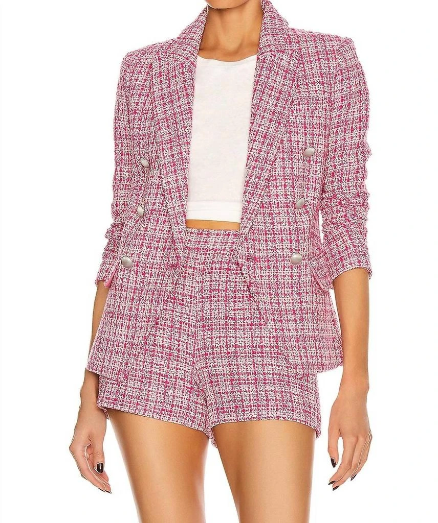 商品L'Agence|Kenzie Tweed Double-Breasted Blazer And Shorts Set In Pink,价格¥1691,第1张图片