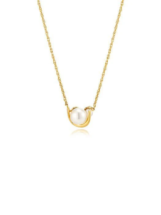 商品hyeres-lor|Spakling 14K Wave Pearl Necklace,价格¥2985,第1张图片