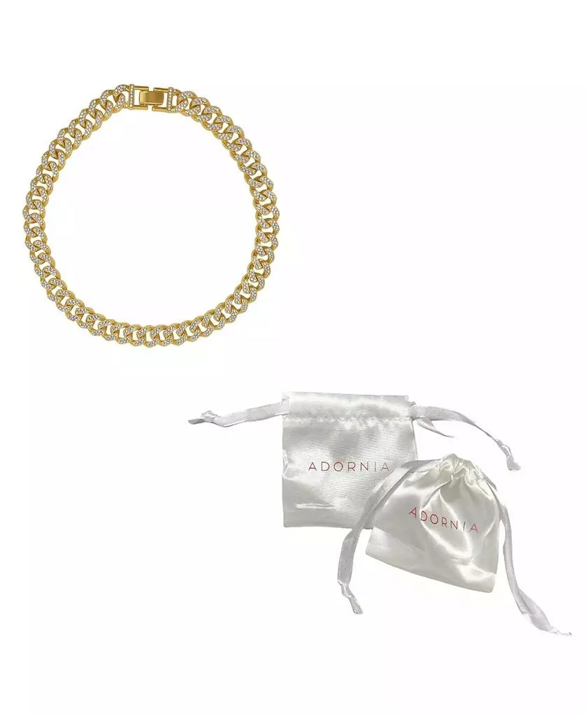 商品ADORNIA|Women's Gold-Tone Plated Crystal Thick Cuban Curb Chain Necklace,价格¥297,第3张图片详细描述