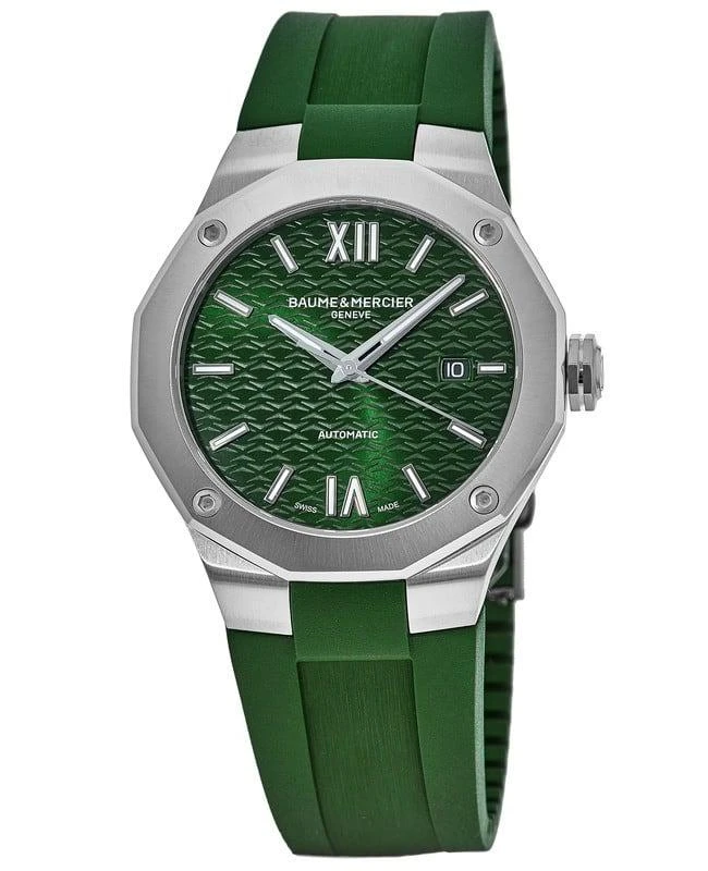 商品Baume & Mercier|名士男式机械手表 绿色表盘橡胶表带42mm MOA10618,价格¥13506,第1张图片