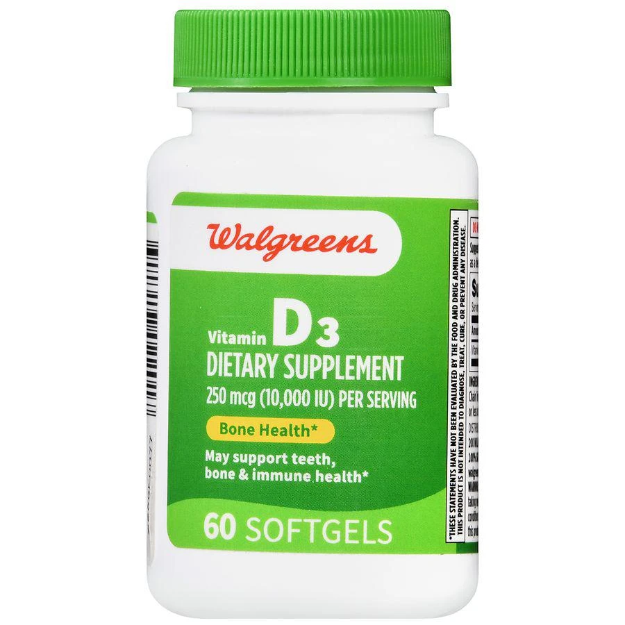 商品Walgreens|Vitamin D3 250 mcg Softgels,价格¥171,第2张图片详细描述