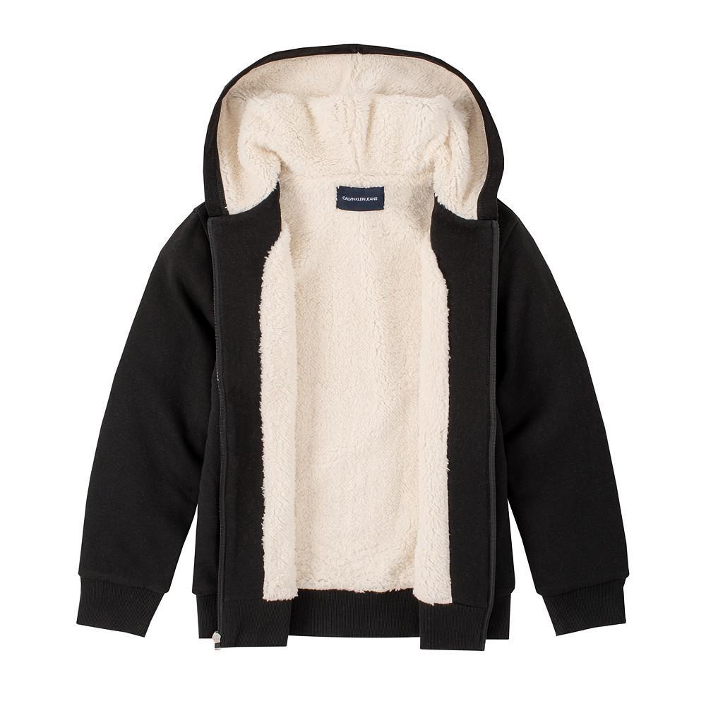 商品Calvin Klein|Big Boys Sherpa Zip Front Logo Hoodie,价格¥221,第4张图片详细描述