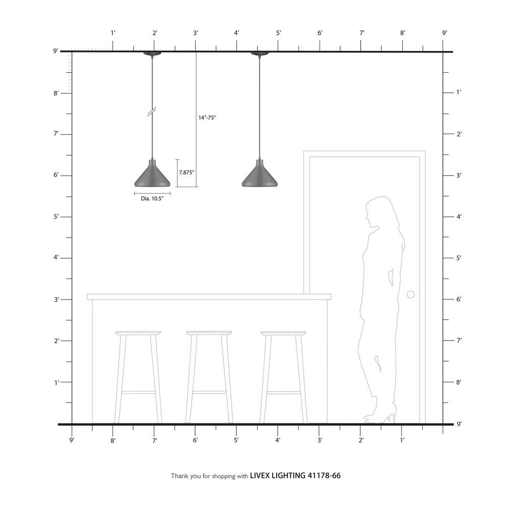 商品Livex Lighting|One Light Brushed Aluminum Mini Pendant,价格¥956,第5张图片详细描述