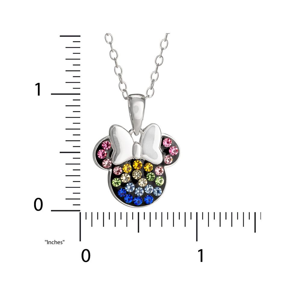 Children's Rainbow Crystal Minnie Mouse 18" Pendant Necklace in Sterling Silver商品第4张图片规格展示