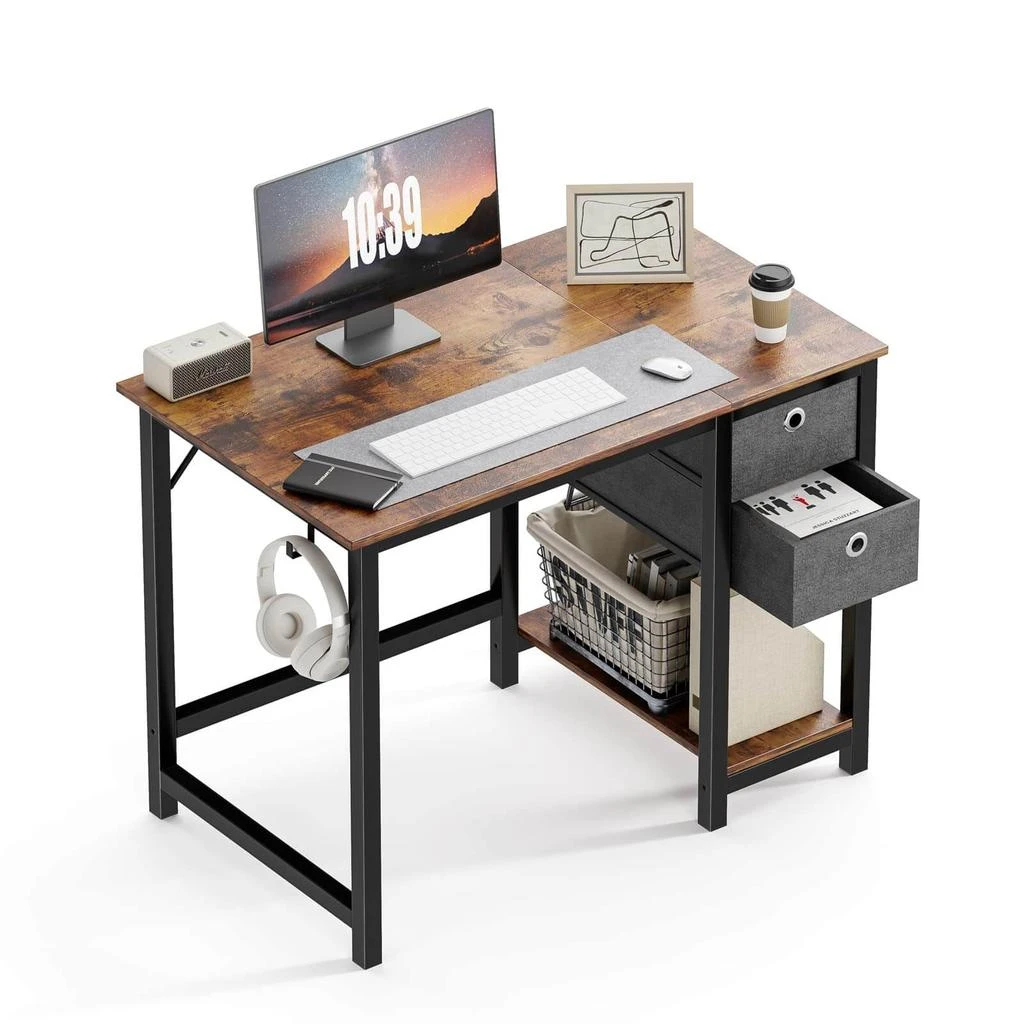 商品Streamdale Furniture|Streamdale Modern Simple Style Home Office Writing Desk with 2-Tier Drawers Storage,价格¥1493,第1张图片