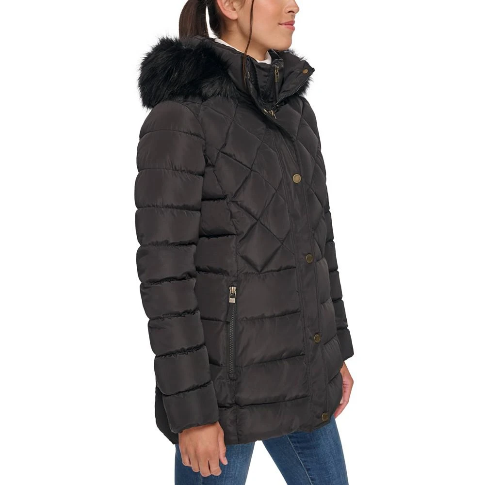 Women's Petite Bibbed Faux-Fur-Trim Hooded Puffer Coat, Created for Macy's 商品