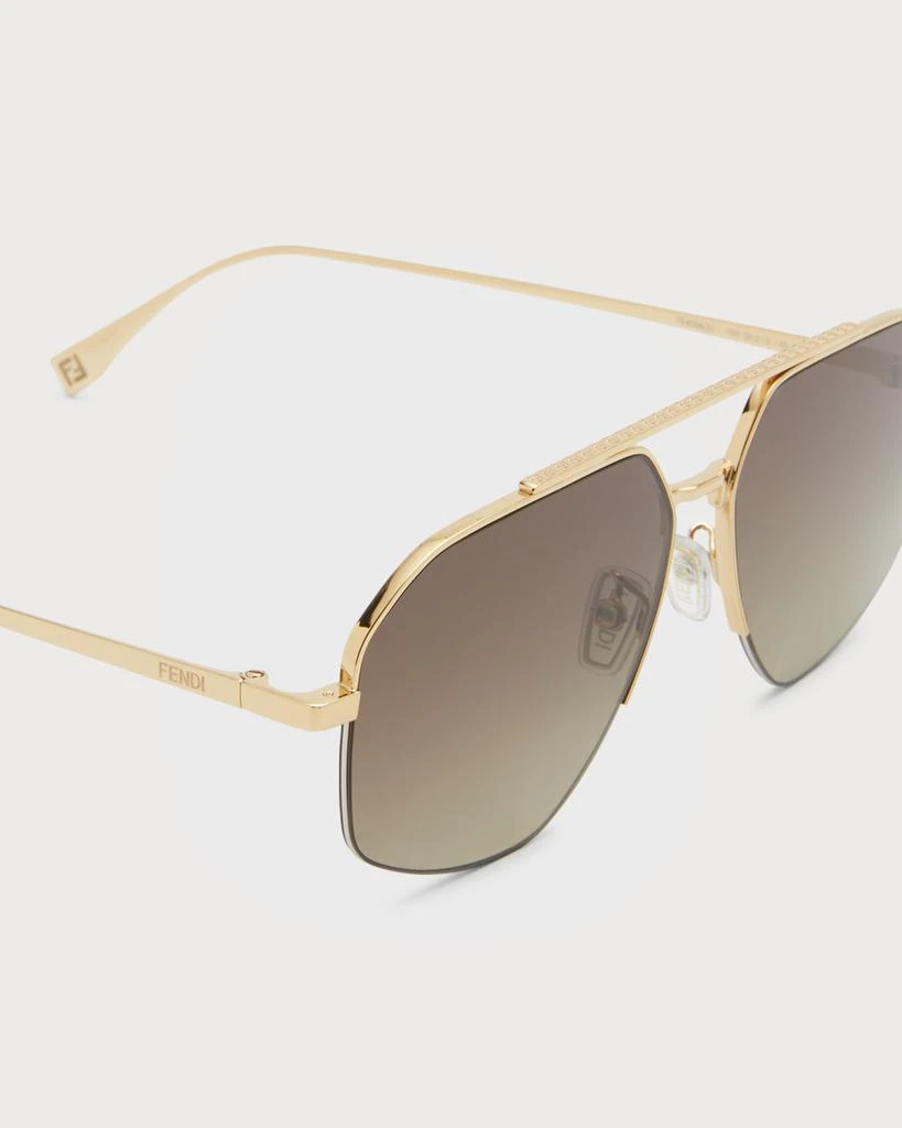 商品Fendi|Men's Double-Bridge Metal Rectangle Sunglasses,价格¥4093,第4张图片详细描述