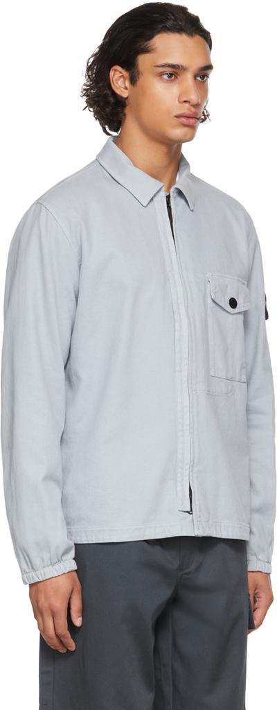 Grey Cotton Textured Brushed Recycled Overshirt Jacket商品第2张图片规格展示
