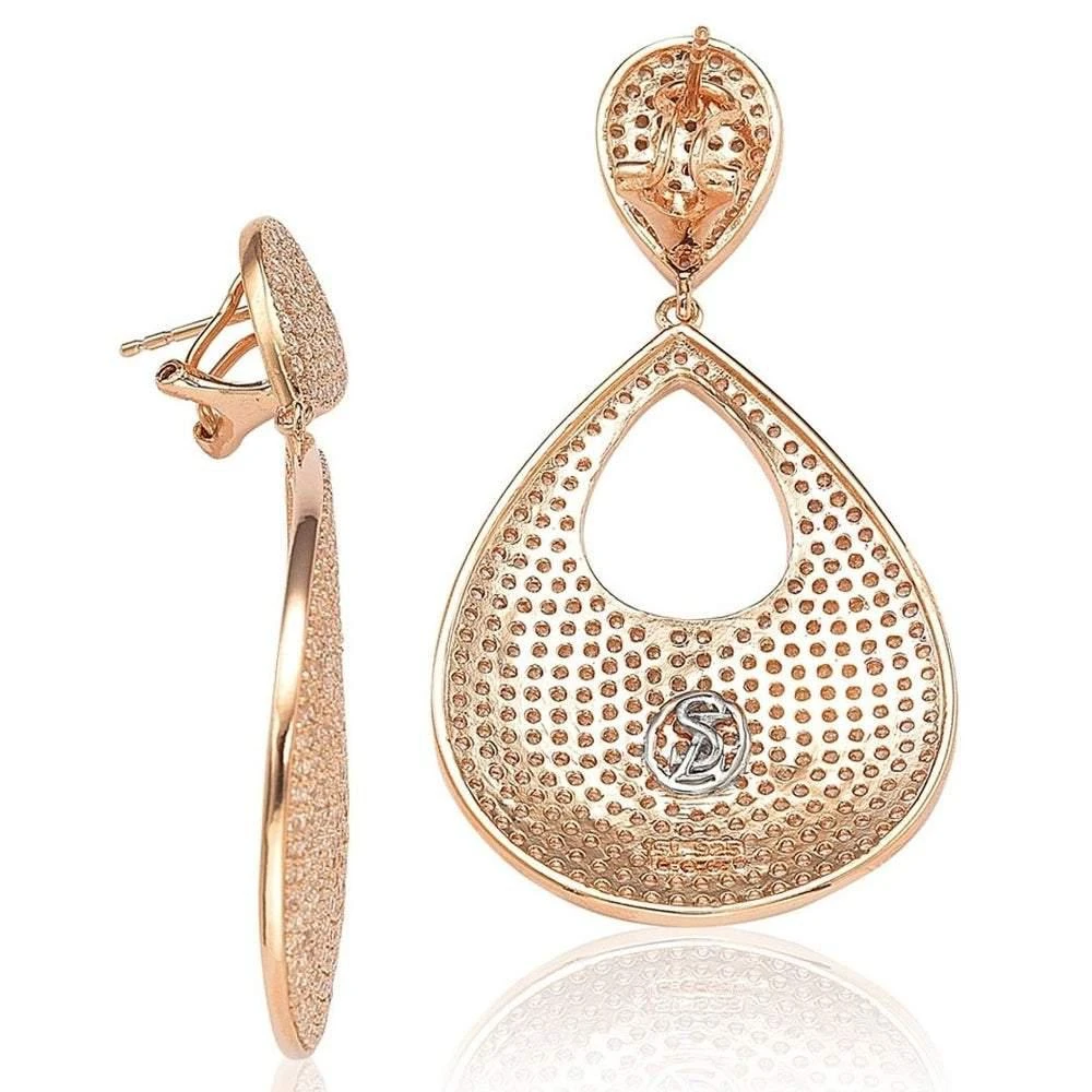 商品Suzy Levian|Suzy Levian Sterling Silver Cubic Zirconia Tear Drop Pave Earrings,价格¥1827,第2张图片详细描述
