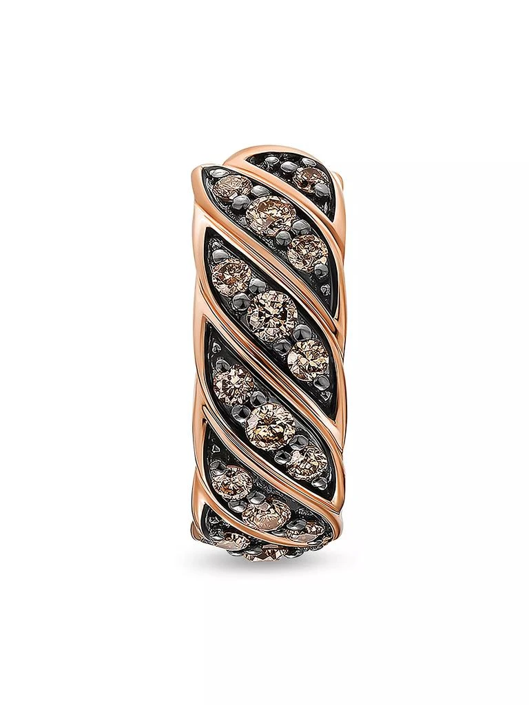 商品David Yurman|Sculpted Cable Hoop Earring in 18K Rose Gold with Cognac Diamonds, 12.8MM,价格¥8209,第4张图片详细描述
