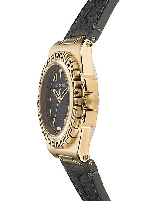 商品Versace|Greca Reaction Leather Strsp Watch,价格¥9554,第4张图片详细描述