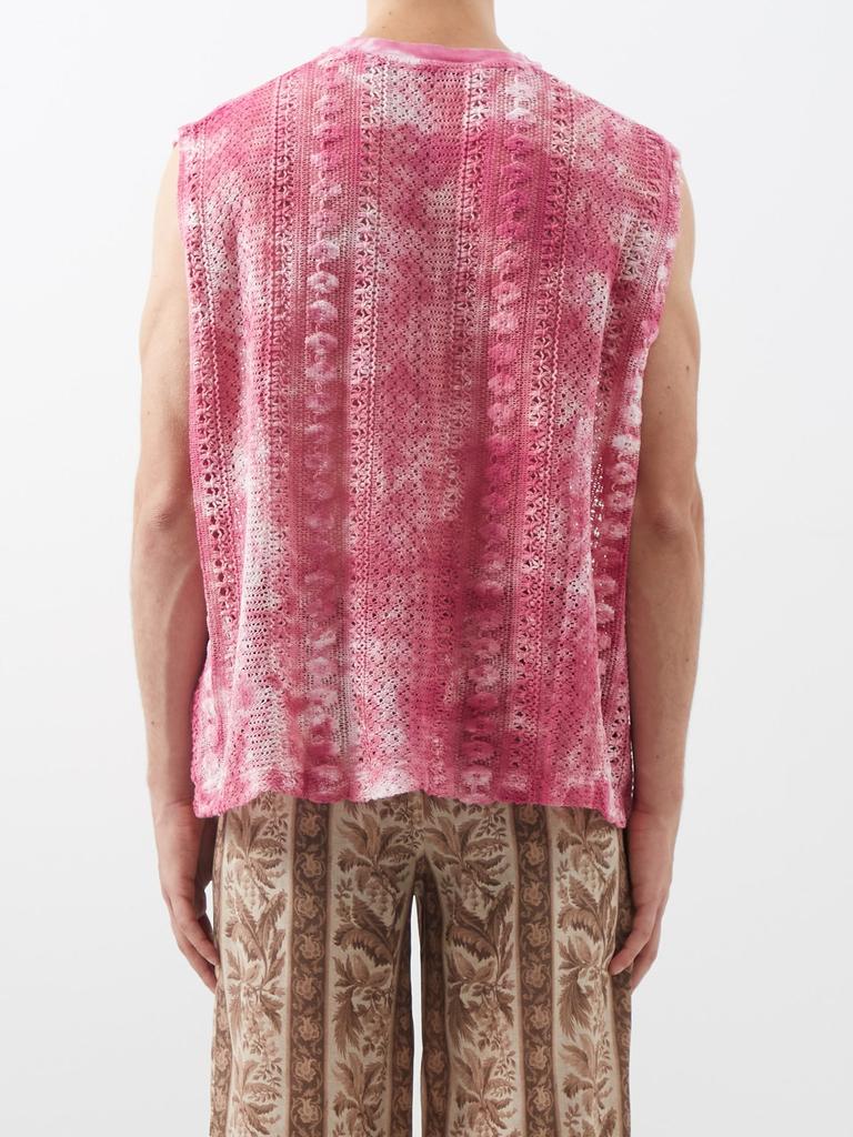 Box tie-dyed crochet cotton-blend sweater vest商品第5张图片规格展示