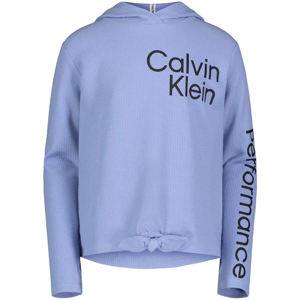 商品Calvin Klein|Big Girls Waffle Knit Tie-Front Long Sleeve Hoodie,价格¥144,第1张图片