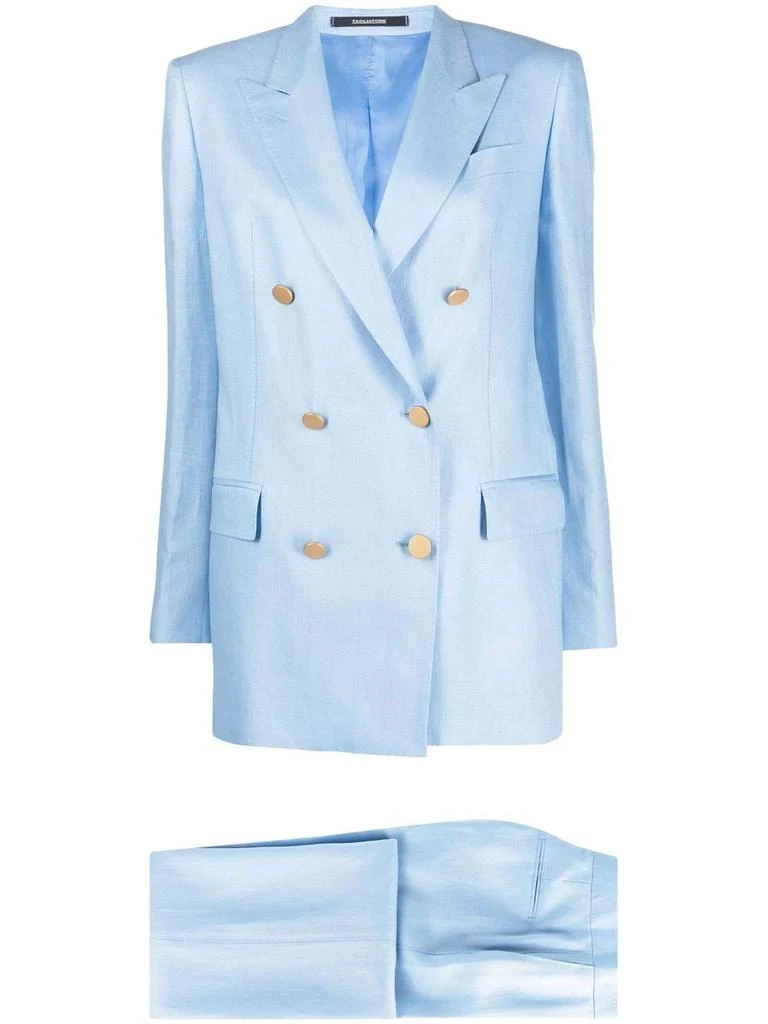 商品TAGLIATORE|Tagliatore Light Blue Double-breasted Tailored Suit Set,价格¥6981,第1张图片