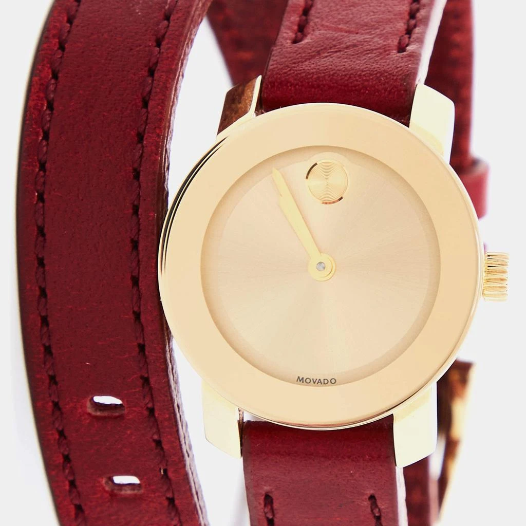 商品[二手商品] Movado|Movado Champagne Gold Plated Stainless Steel Leather Bold 3600344 Women's Wristwatch 25 mm ,价��格¥2464,第3张图片详细描述