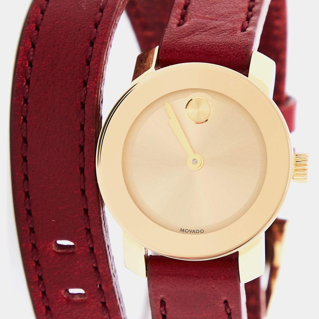 商品[二手商品] Movado|Movado Champagne Gold Plated Stainless Steel Leather Bold 3600344 Women's Wristwatch 25 mm,价格¥3747,第5张图片详细描述