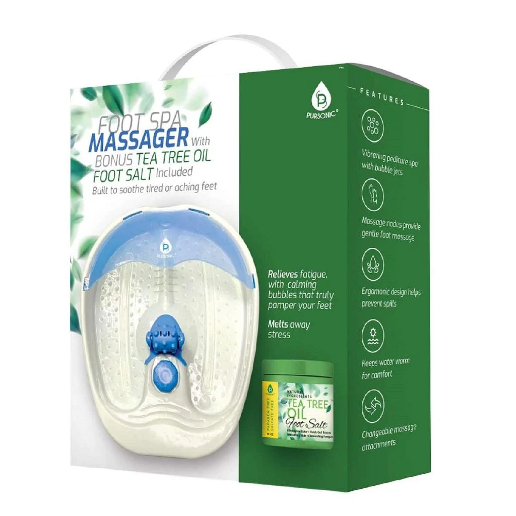 商品PURSONIC|Foot Spa Massager with Vibrating Bubbles & Tea Tree Oil Foot Salt Scrub with Epsom Salt 10oz Gift Set, Melts Away Stress and Revitalizes Tired Feet (Warming Function),价格¥384,第1张图片