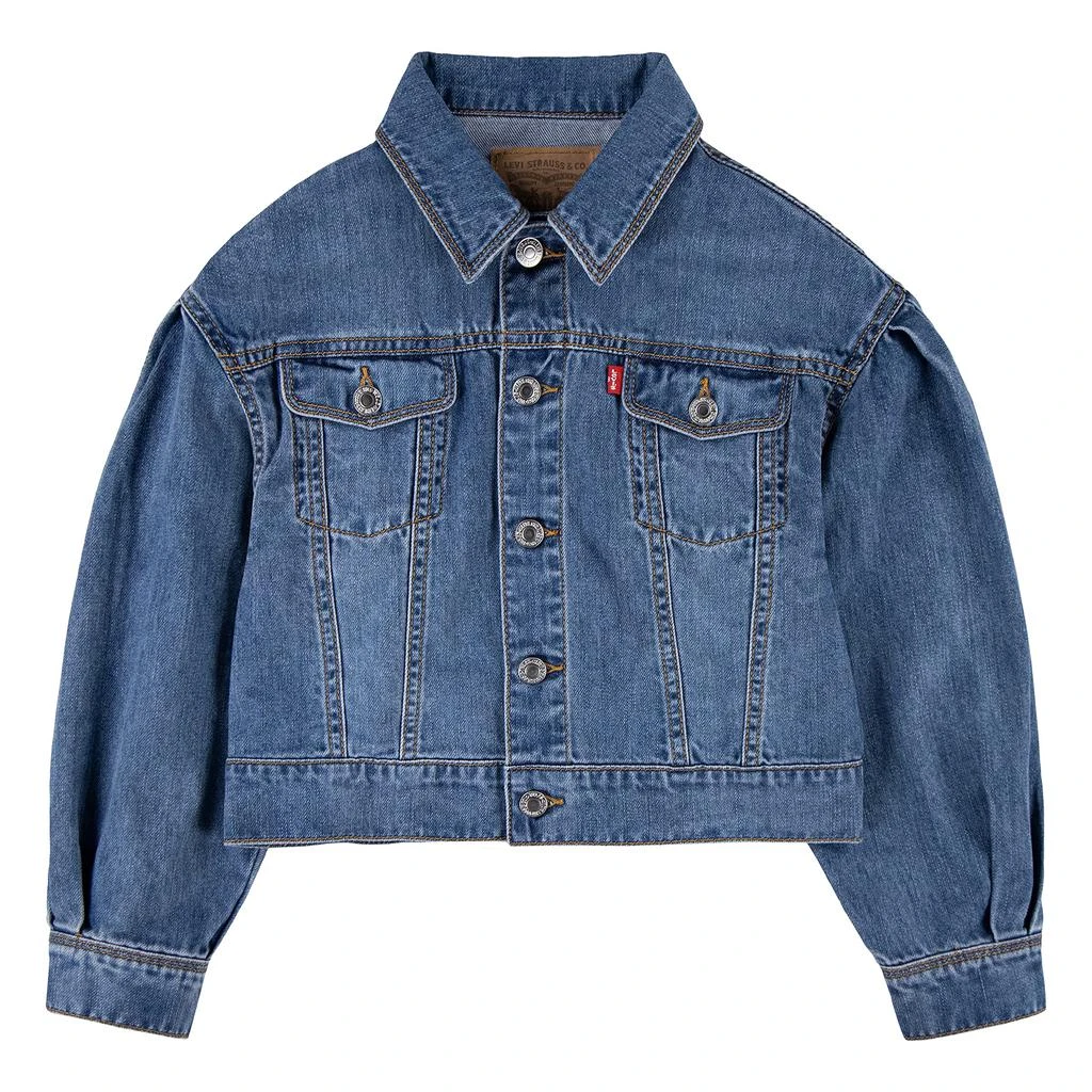 商品Levi's|Pleated Sleeve Denim Trucker Jacket (Big Kids),价格¥234,第1张图片