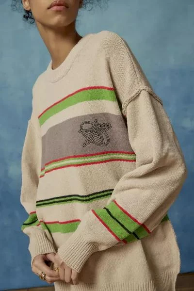 商品BDG|BDG Roman Stripe Pullover Crew Neck Sweater,价格¥76,第3张图片详细描述