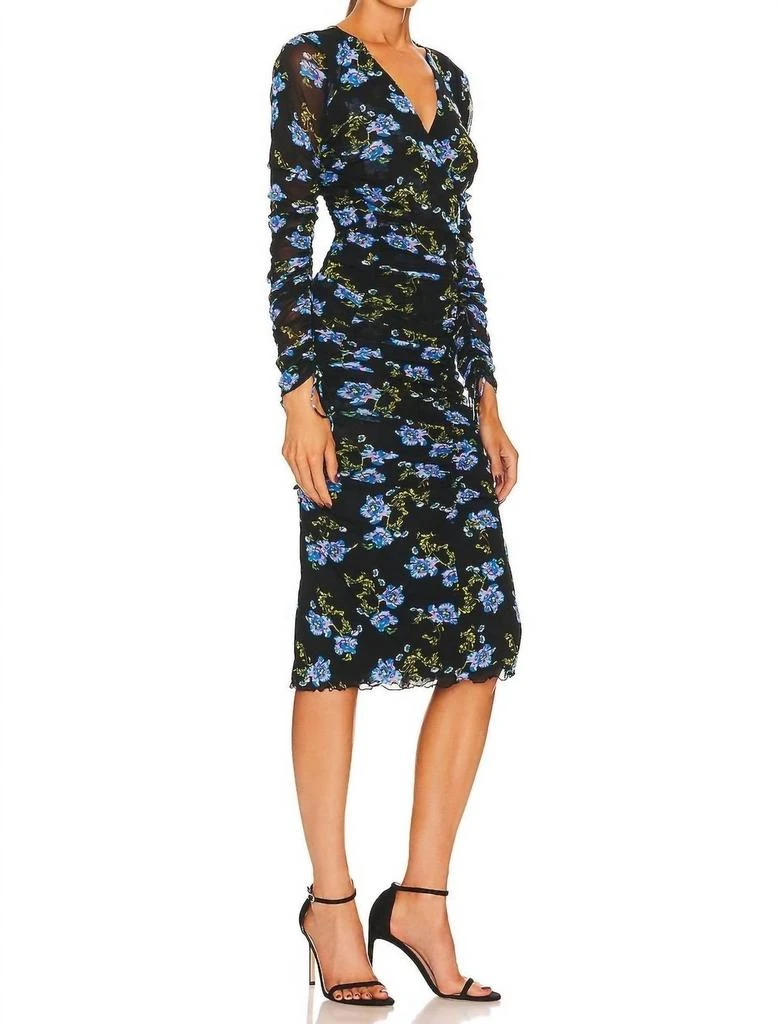 商品Diane von Furstenberg|Briella Bodycon Fit Ruched Wrap Dress In Floral Black,价格¥2114,第2张图片详细描述