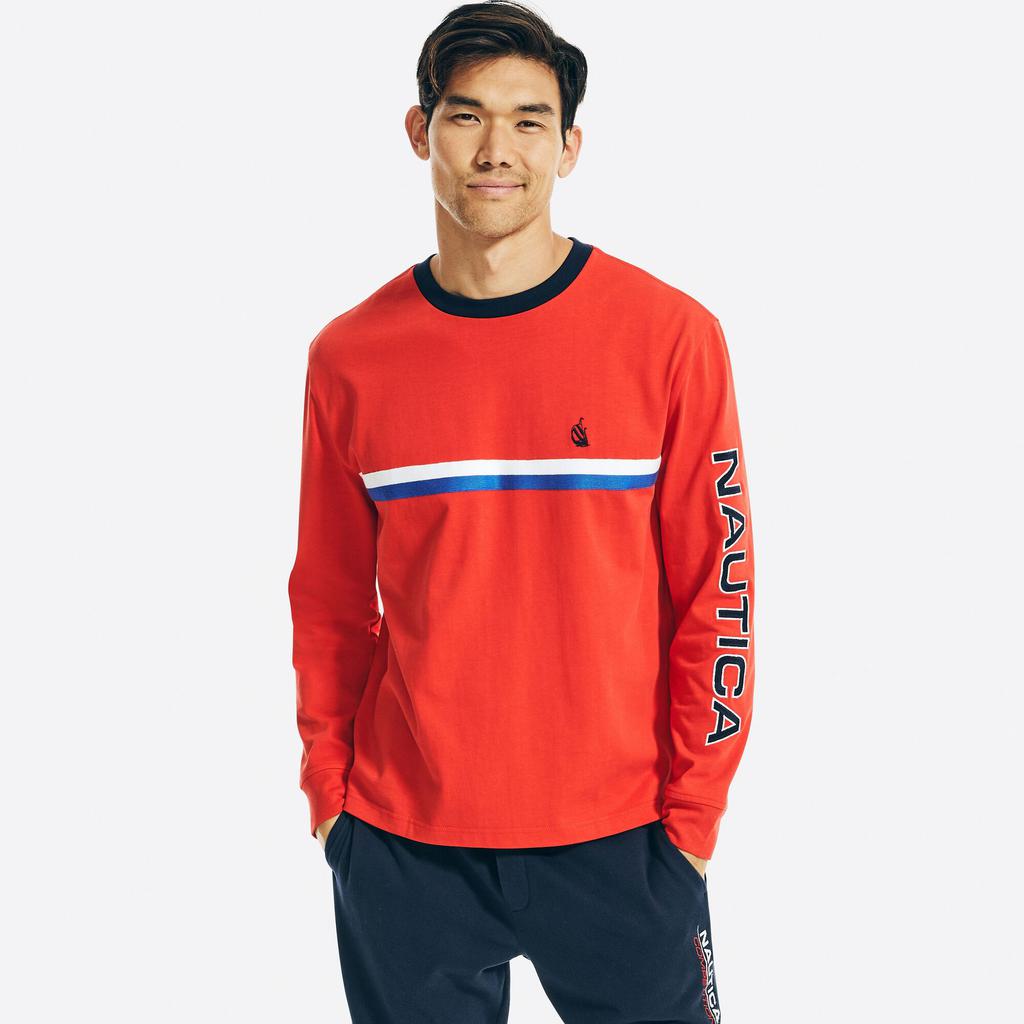 Nautica Mens Reissue Chest-Stripe Long Sleeve T-Shirt商品第2张图片规格展示