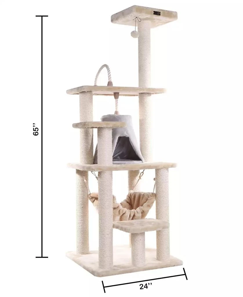 商品Macy's|65" Real Wood Cat Tree With Rope, Hammock, Playhouse,价格¥1762,第4张图片详细描述