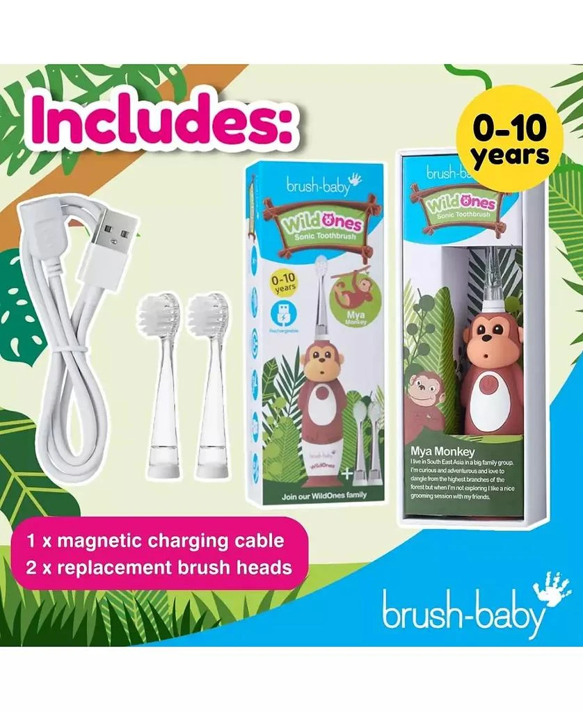 商品Brush-Baby|WildOnes Monkey Kids Electric Rechargeable Toothbrush | Childrens Electric Toothbrush | Animal Character Toothbrush,价格¥211,第3张图片详细描述