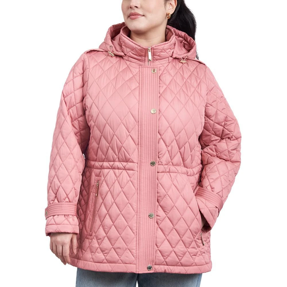 商品Michael Kors|Women's Plus Size Quilted Hooded Anorak Coat,价格¥1711,第1张图片