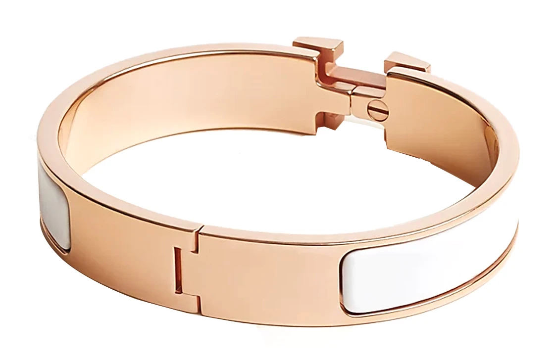 商品[国内直发] Hermes|爱马仕 Clic H标志 珐琅 手镯 女款 玫瑰金色/白色,价格¥7457,第7张图片详细描述