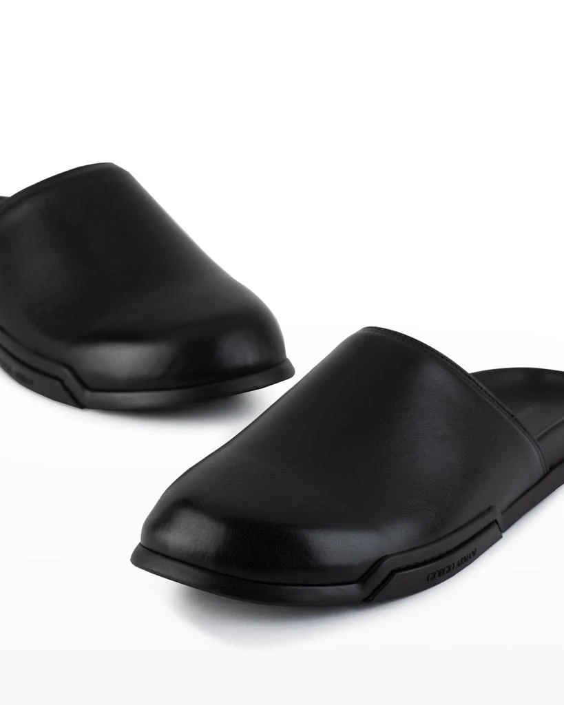 商品Giorgio Armani|Men's Tonal Leather Mule Slides,价格¥5380,第4张图片详细描述