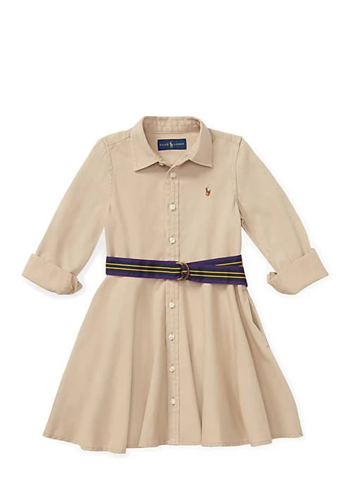 商品Ralph Lauren|Lauren Childrenswear Girls 2 6X Belted Cotton Chino Shirtdress,价格¥521,第1张图片