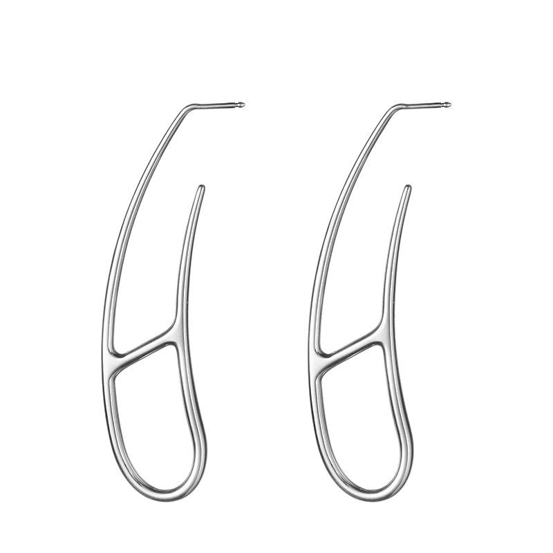  HERMES/爱马仕 经典Chaîne d'Ancre Twist系列 925纯银镂空耳钉耳环H117520B商品第2张图片规格展示