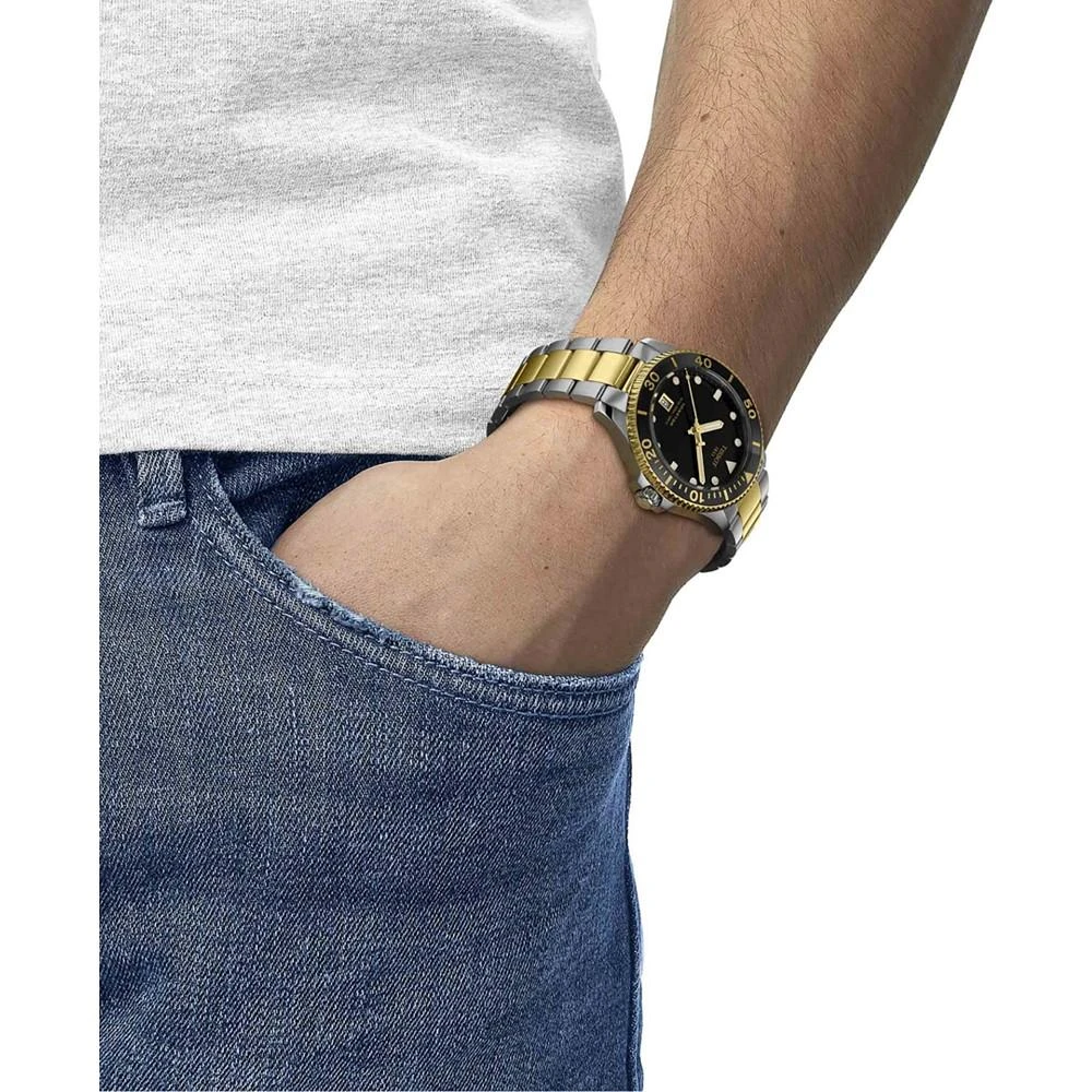 商品Tissot|Men's Swiss Seastar 1000 Two-Tone Stainless Steel Bracelet Watch 40mm,价格¥3728,第5张图片详细描述