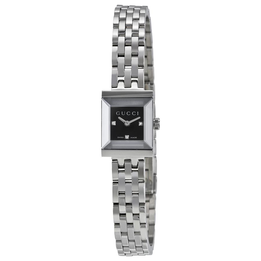 Pre-owned Gucci G-Frame Diamond Black Dial Ladies Watch YA128507商品第1张图片规格展示