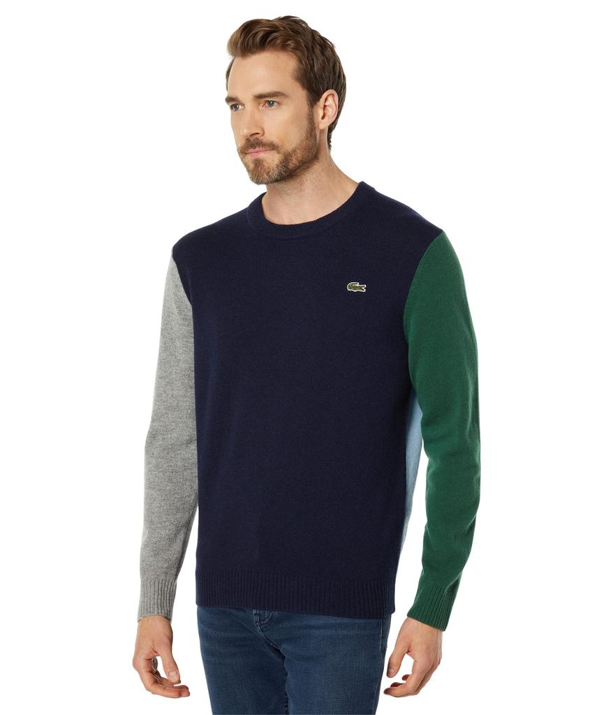 Wool Color-Block Crew Neck Sweater商品第1张图片规格展示