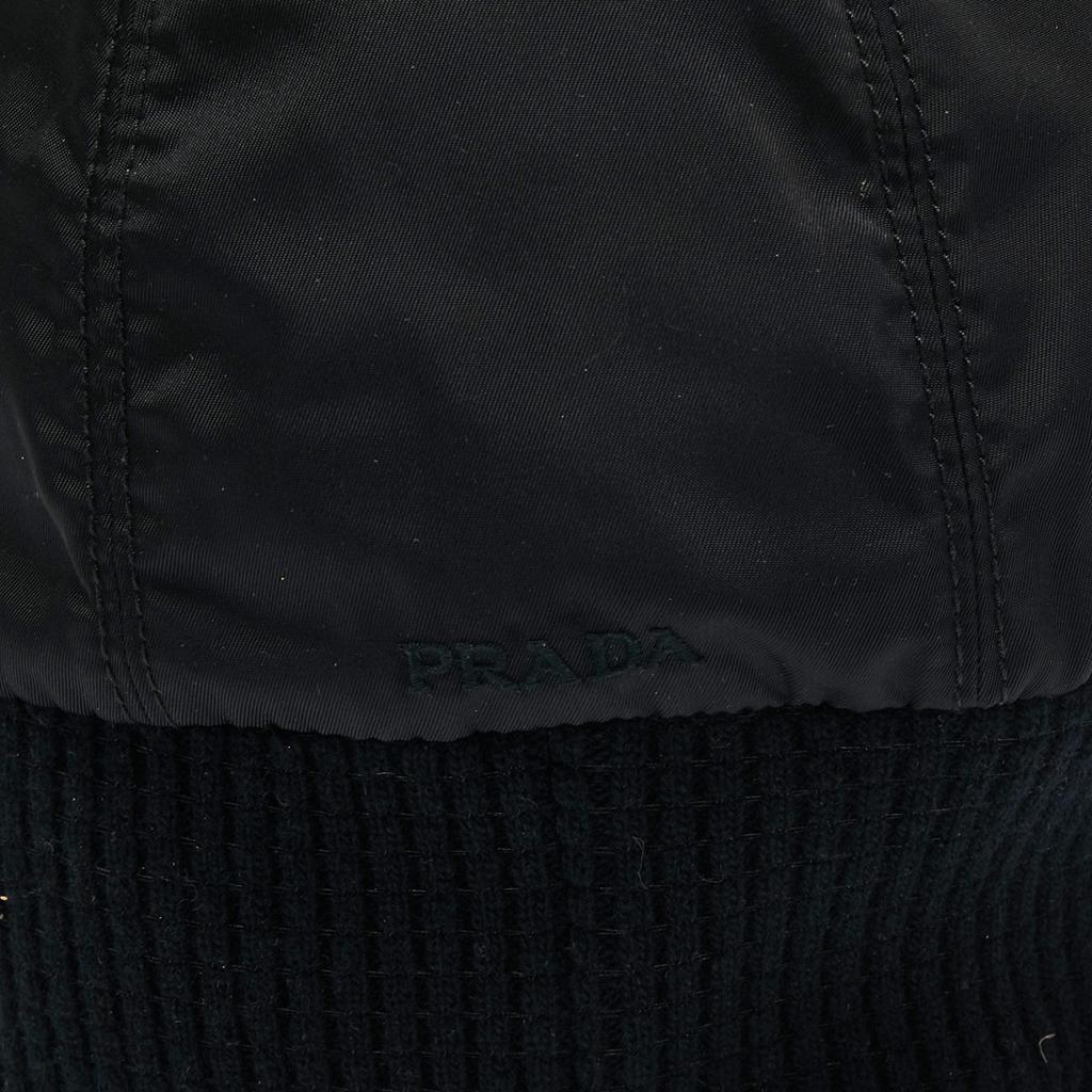 Prada Black Nylon Rib Knit Detail Beanie XL商品第4张图片规格展示