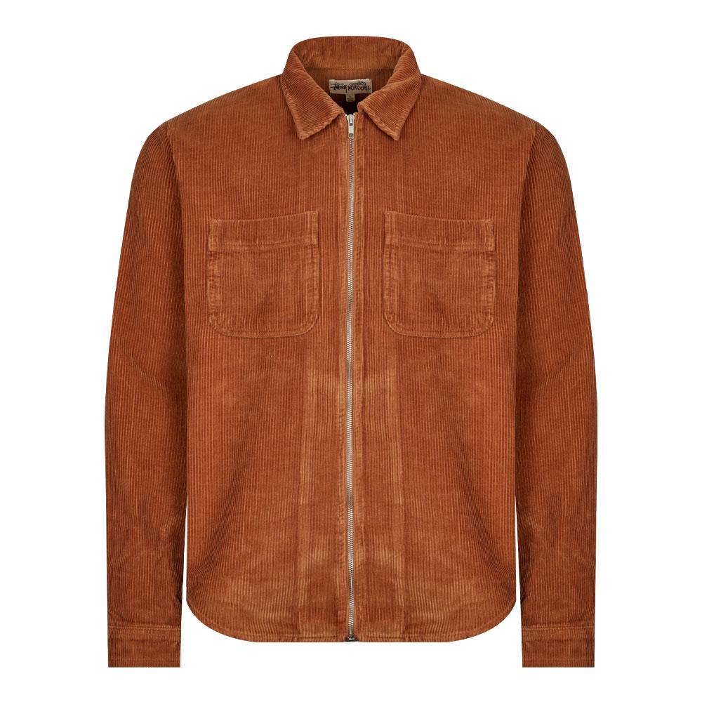 Stussy Wide Wale Cord Zip Shirt - Copper商品第1张图片规格展示