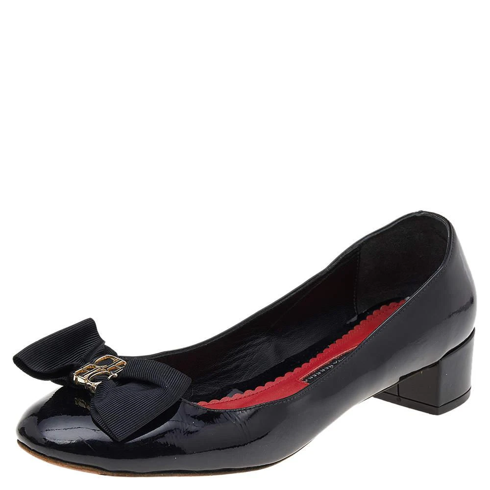 商品[二手商品] Carolina Herrera|CH Carolina Herrera Black Patent Leather Bow Pumps Size 40,价格¥1814,第1张图片