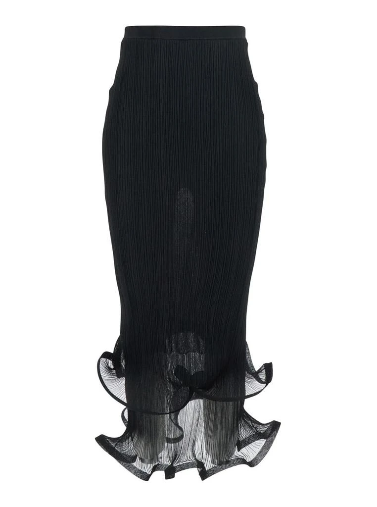 商品SIMKHAI|'Kelso' Black Skirt With Ruches And Ruffled Hem In Tech Fabric Woman,价格¥2571,第1张图片