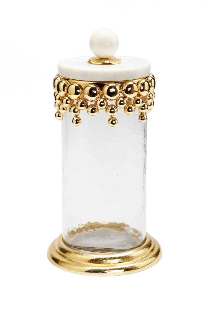 Classic Touch Decor Large Hammered Glass Canisters with Gold Design and Marble Lid from Premium Outlets