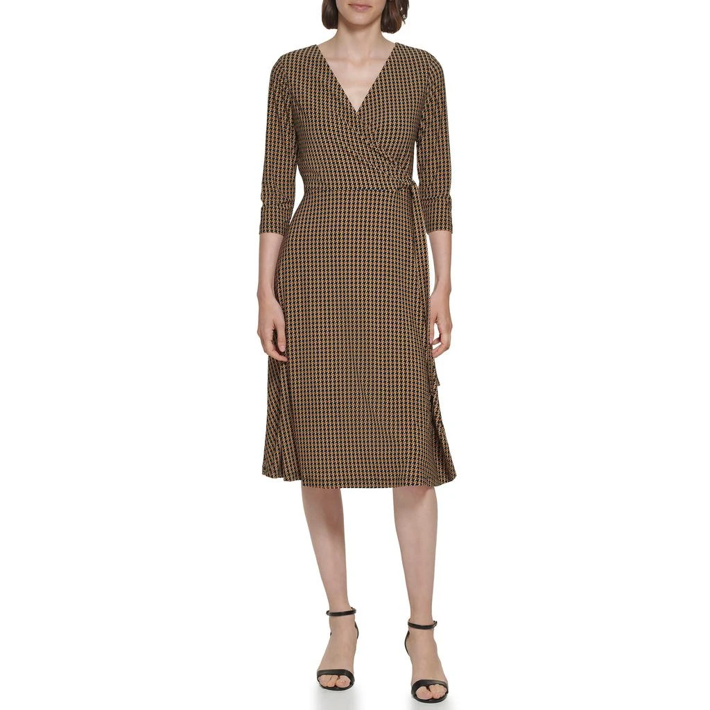 商品Tommy Hilfiger|Long Sleeve Houndstooth Surplus Midi Dress,价格¥408,第1张图片