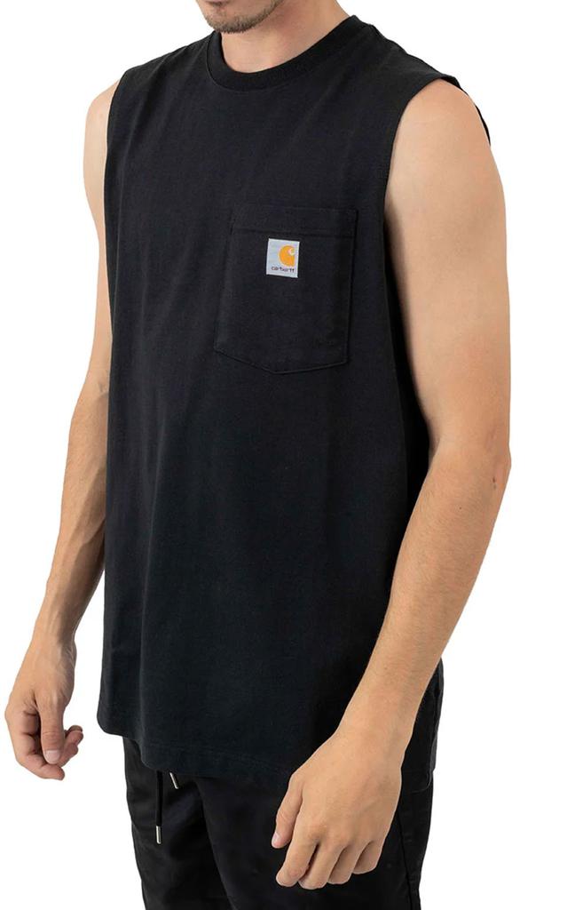 (100374) Workwear Pocket Sleeveless Shirt - Black商品第2张图片规格展示