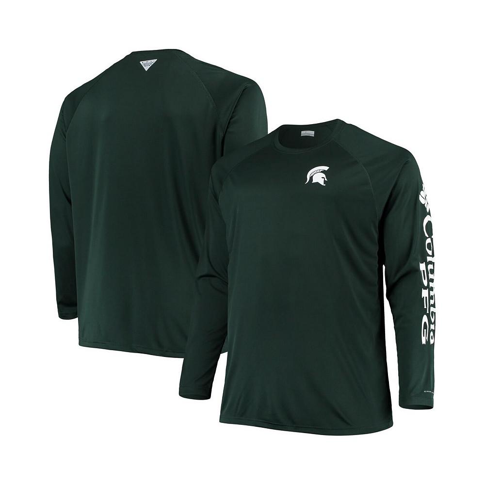 Men's Green Michigan State Spartans Big and Tall Terminal Tackle Omni-Shade Long Sleeve Raglan T-shirt商品第2张图片规格展示
