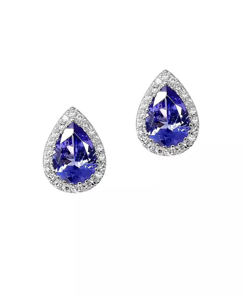 商品Macy's|Tanzanite (1-1/3 ct. tw.) & Diamond (1/8 ct.tw.) Pear Stud Earrings in 14k White Gold,价格¥2341,第1张图片
