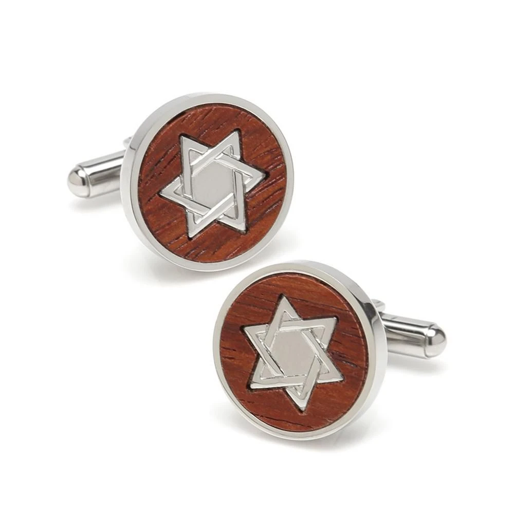 商品Ox and Bull Trading Co.|Ox Bull & Trading Co Star of David Round Wood Cufflinks,价格¥425,第1张图片