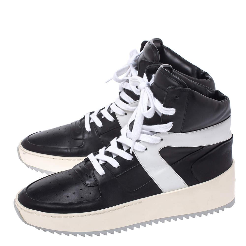 Fear Of God Black/White Leather Basketball High Top Sneakers Size 40商品第4张图片规格展示